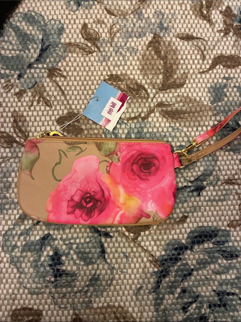Floral Wristlet Clutch in Pink Rose Print